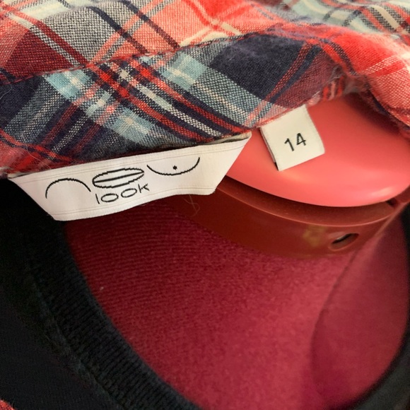 Red check 3/4 sleeve collared shirt - Picture 2 of 2